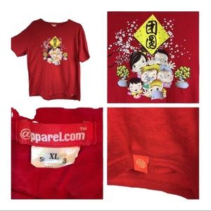 Apparel  Red T shirt Happy Asian Family XL Unisex
